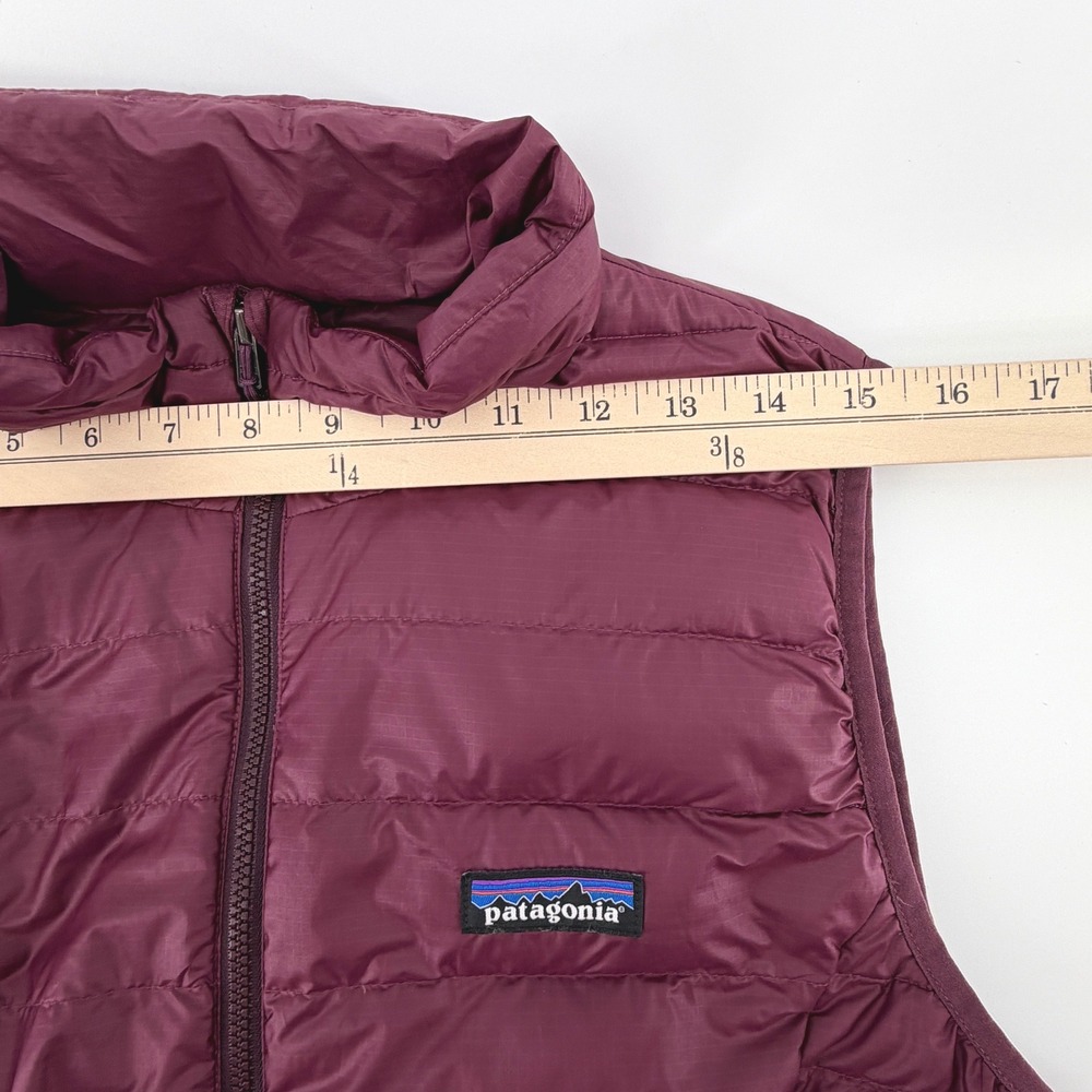 Patagonia Down Filled Puffy Vest Womens L Burgundy Excellent Quilted Ripstop - Picture 10 of 11